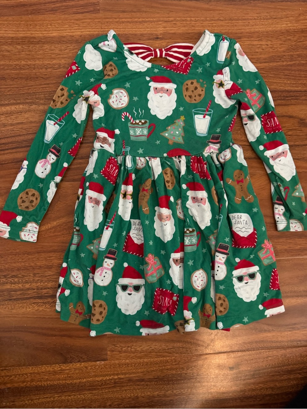 Little Sleepies Green Santa & Holiday Print Dress